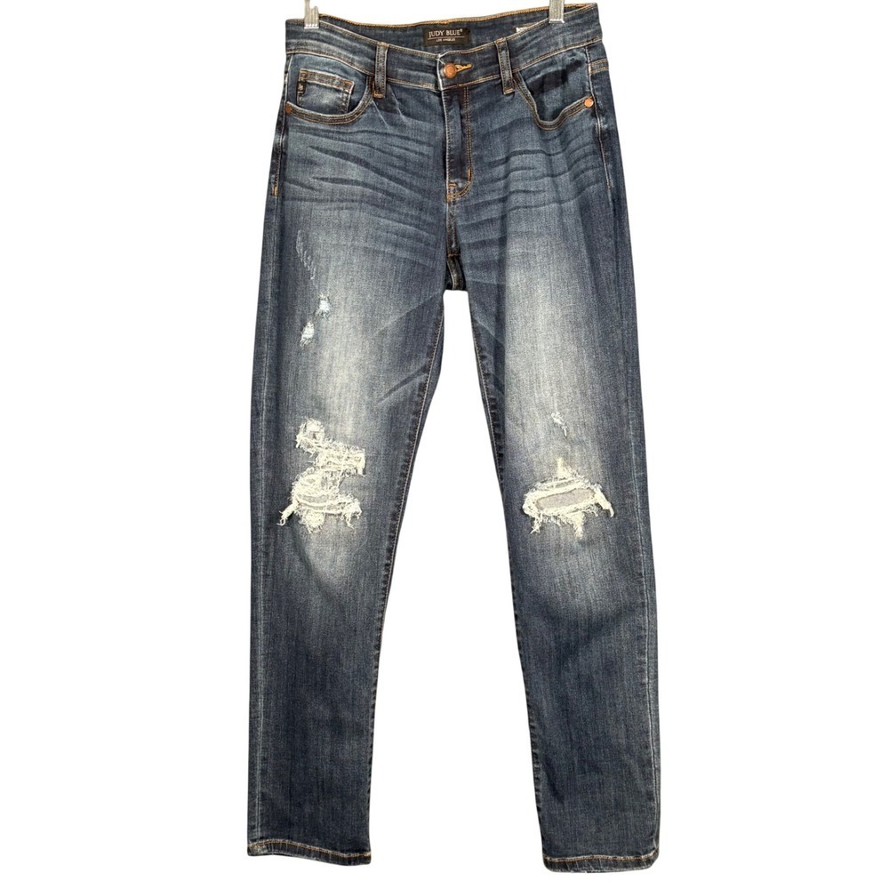 Judy Blue Boyfriend Fit Distressed Medium Wash Jeans Womens 5/27